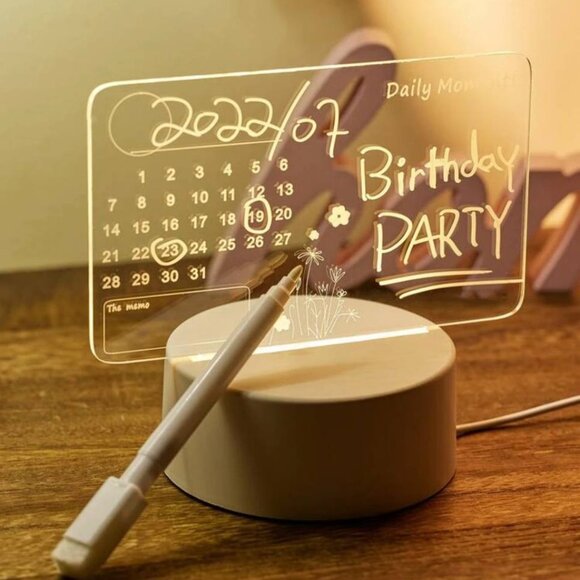 LED Acrylic Writing Board Calendar - USB Desk Lamp & Night Light | Multifunction - Picture 2 of 8